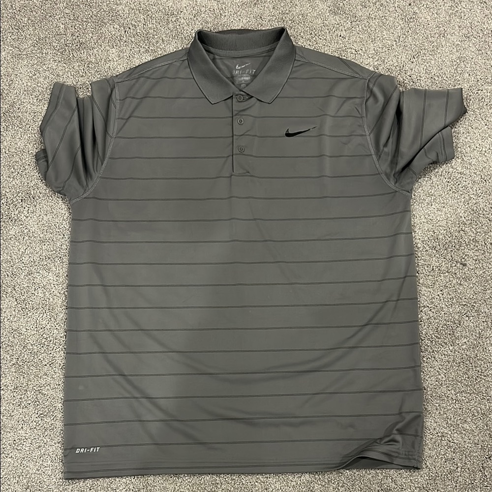 Nike Gray Polo Shirt with Modern Stripes